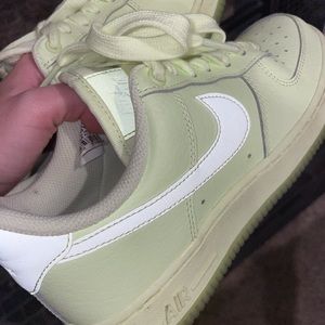 Lightly worn Nike Air Force pale lime green shoes